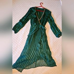 Anthropolgie Blank London emerald green wrap tie dress - Medium 6/8 US